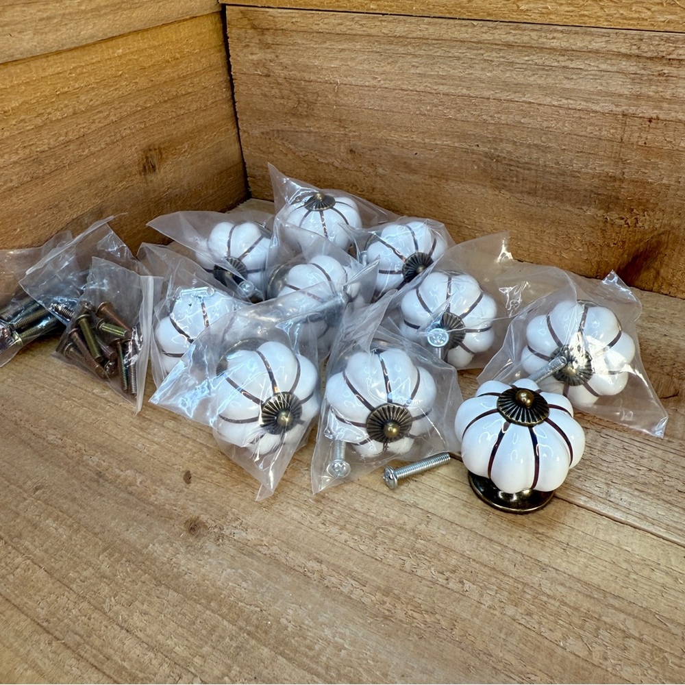10PCS Ceramic Cabinet Knobs Pumpkin Drawer Door Cupboard Dresser Pull Handles - Picture 3 of 3